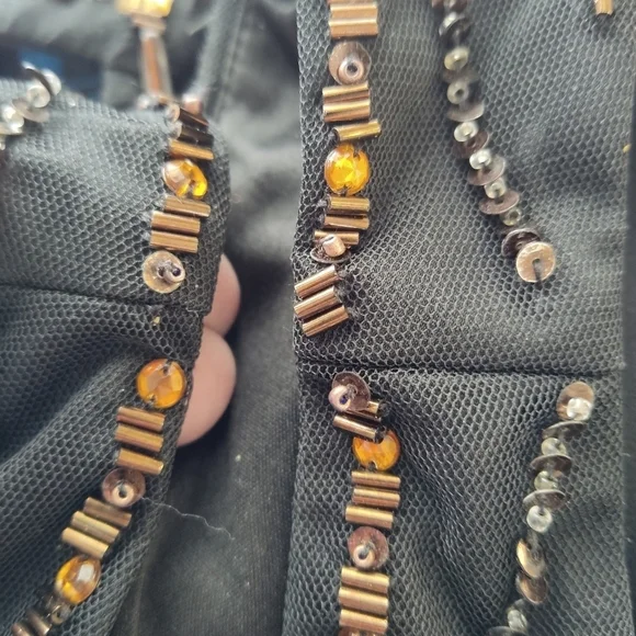 SUE WONG Nocturne Black Beaded Silk Cocktail Dress sz 6 - Picture 10 of 13